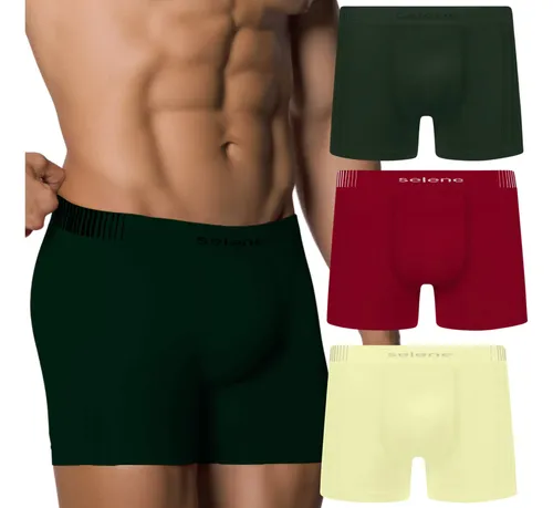 Kit 3 Cuecas Boxer Sem Costura Poliamida Toque Gelado Selene