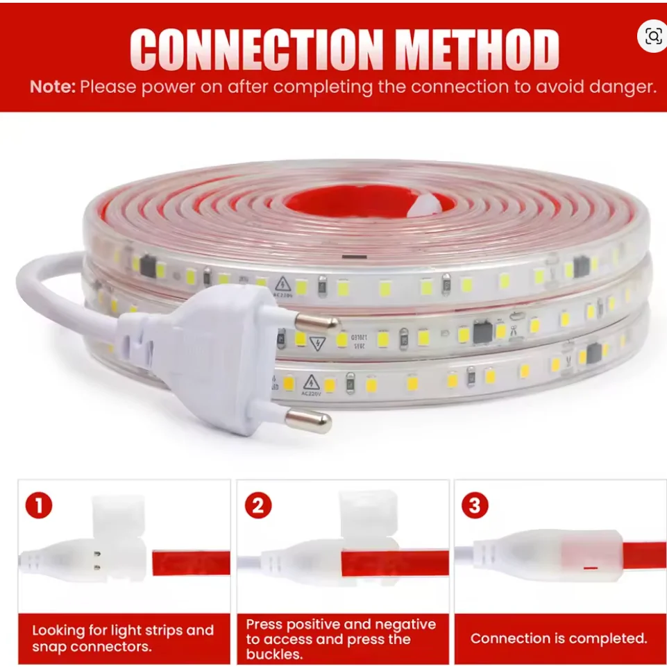 Kit 1m a 10m Mangueira LED 5050 120LEDS Direta Com Dupla face IP65 Blindada 2835 18w/m 110v/220v