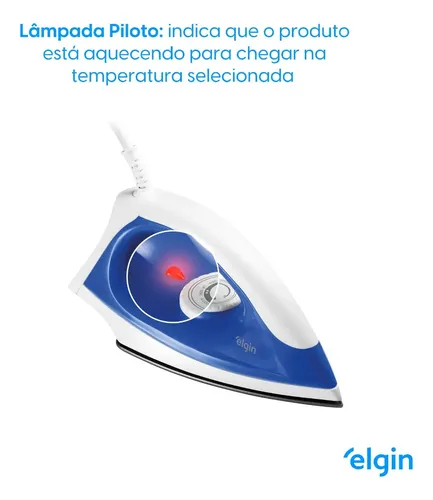Ferro Seco Elgin Antiaderente Branco Azul 110v Iron Force Branco E Azul 127v