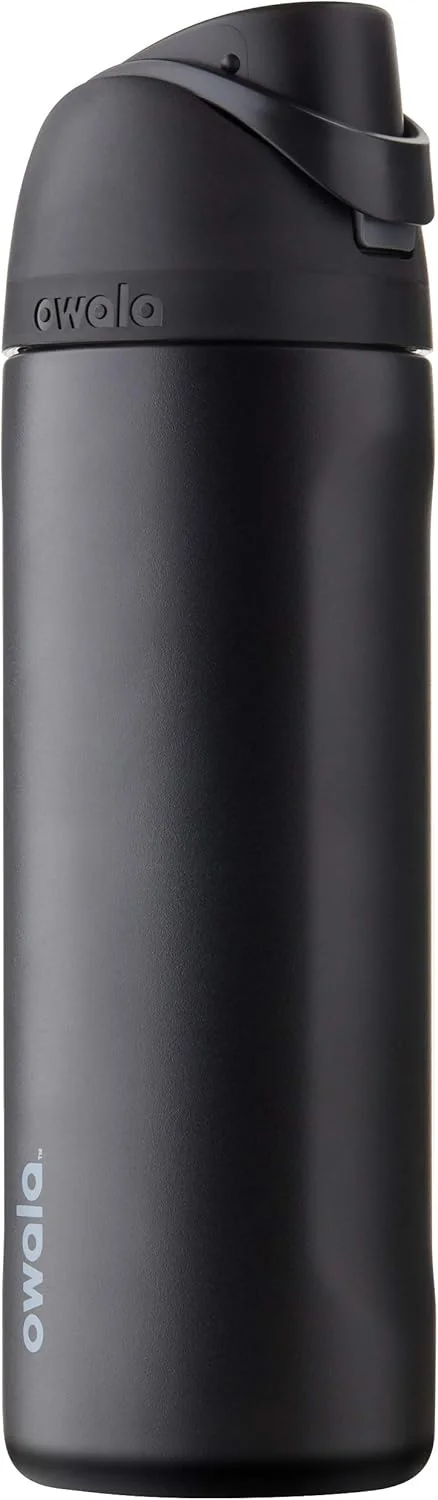 Owala FreeSip - Garrafa de água de aço inoxidável isolada com canudo, sem BPA, 710 ml | Very, Very Dark (Preto)