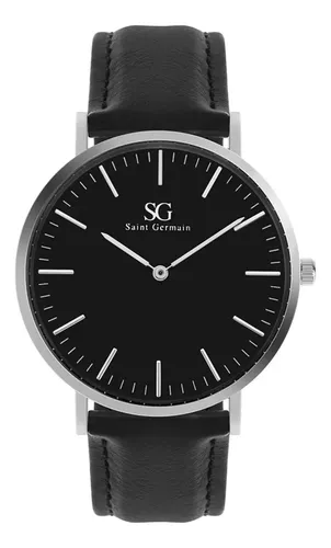 Relógio Masculino Saint Germain Murray Caixa Prateada De 40mm Preto Prateado