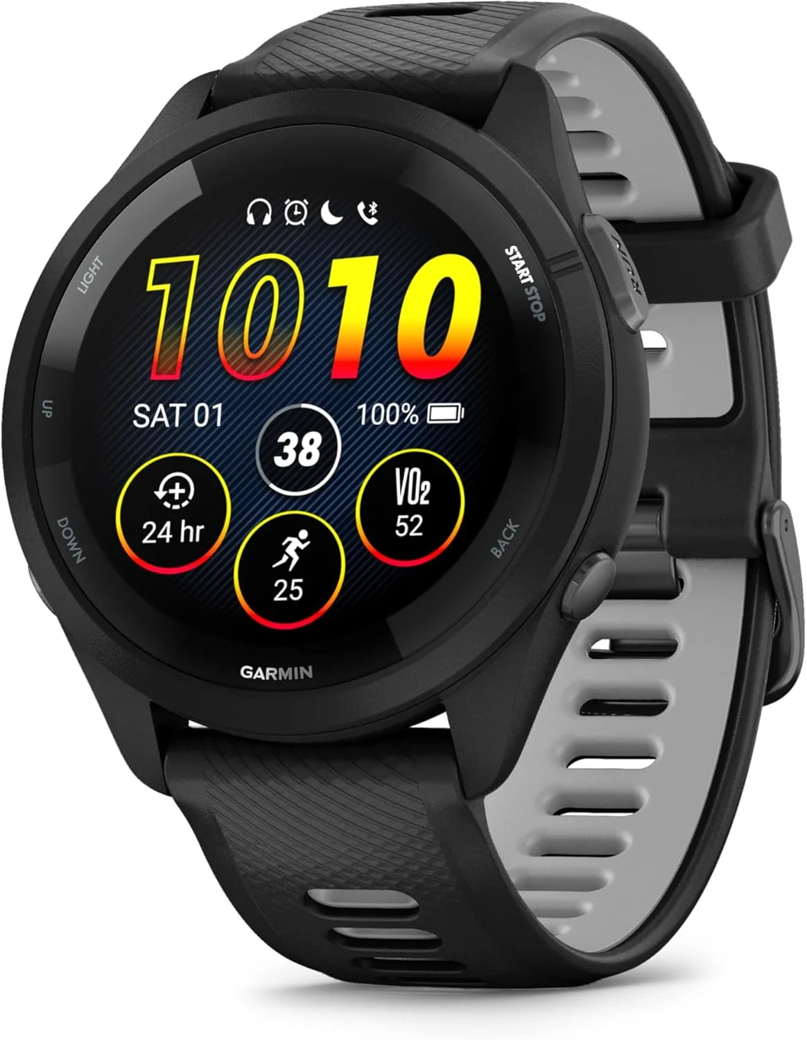 Garmin Relógio Forerunner 265 Music Preto com Cinza 46mm com Monitor Cardíaco de Pulso e GPS