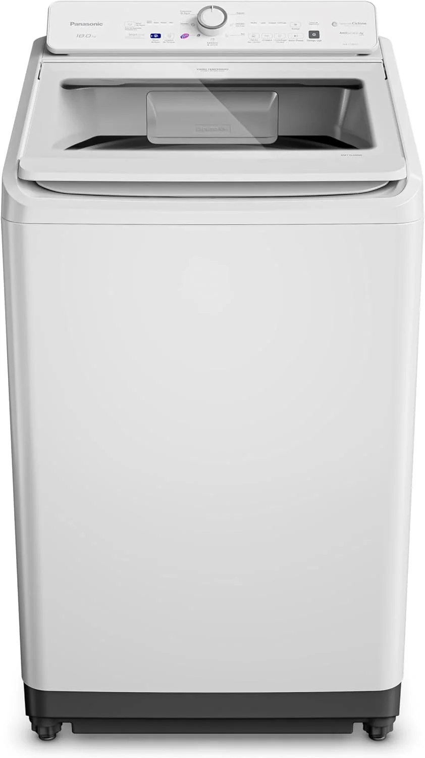Máquina de lavar Intuitive+ Panasonic 18kg Lavagem Eficiente Sistema Ciclone Ciclo Pet Aroma Plus Branca - NA-F180D1WA 127V
