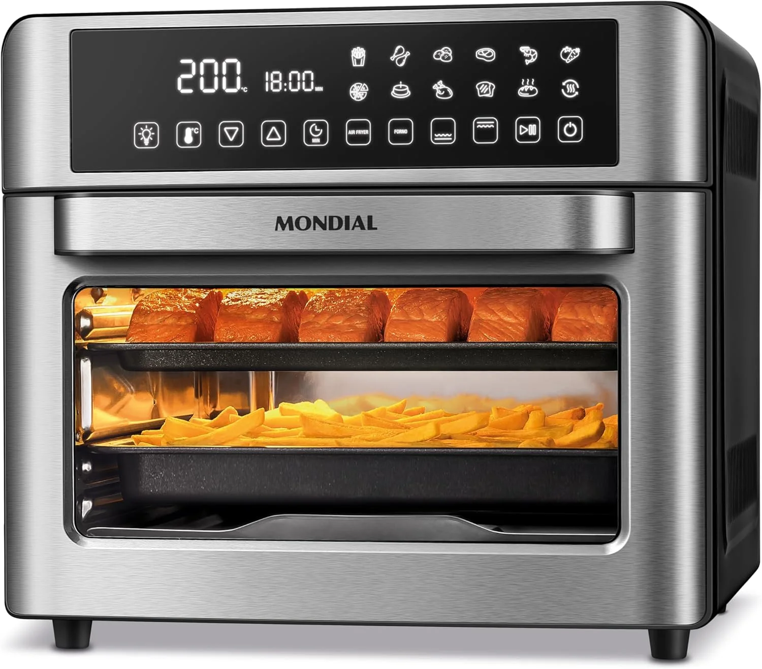 MONDIAL Fritadeira Air Fryer Forno Oven Digital 25L, Preto/Inox, 2200W, 220V - AFO-25L-BI