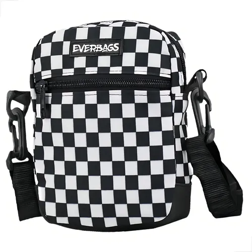Shoulder Bag Bolsa Necessaire Pochete Everbags Xadrez Estilo Xadrez Preto/branco