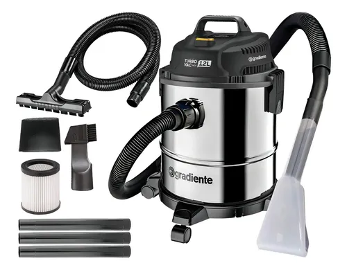 Aspirador De Pó E Água Inox Multiuso Soprador Com Bico Extratora 12l 1200w Turbo Vac Pgac120 Gradiente Prata/preto 127v