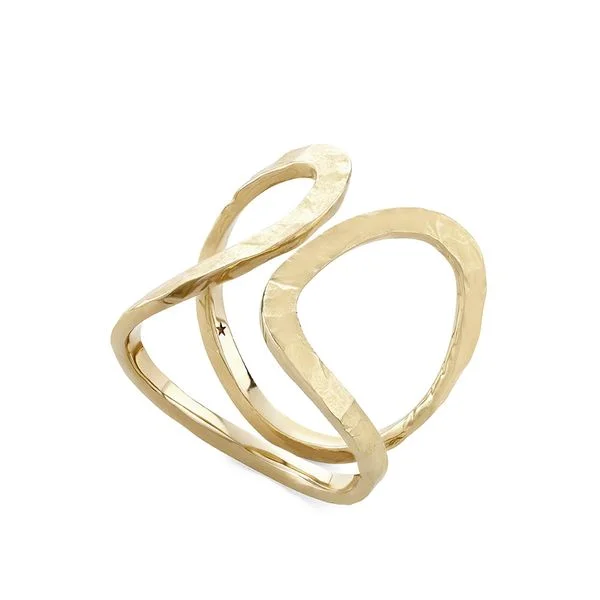 Anel texturizado de ouro amarelo 18K - Coleção Linhas da Vida
