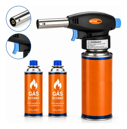 Maçarico Portátil Solda E Culinário Automático + 2 Refil