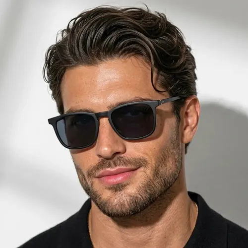 Oculos De Sol Masculino Quadrado Classico Premium Proteção Uv400 Luxo Moda Old Retro Vintage Preto Fosco Masculino Feminino Case Brinde