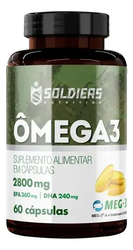 Ômega 3 1000mg 60 Cápsulas Soldiers Nutrition Coração Vitamina Sem Sabor