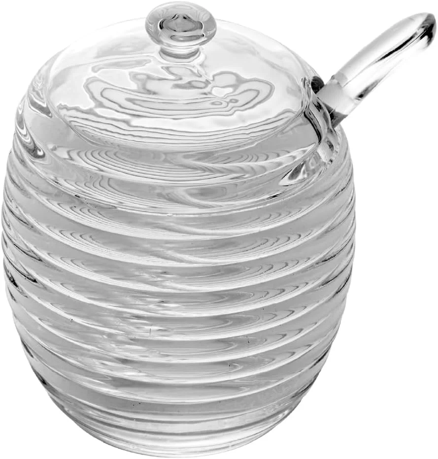 LYOR - Açucareiro de Cristal com Colher e Tampa Colméia 210ml