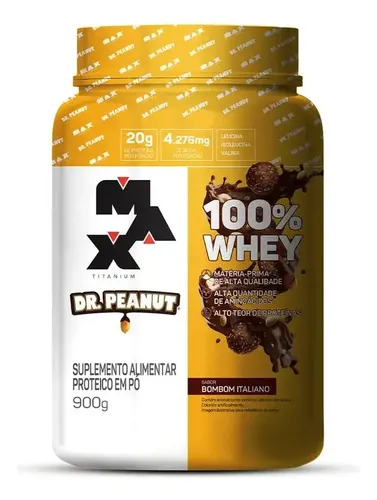 100% Whey Dr. Peanut (900g) - Max Titanium Sabor Bombom Italiano