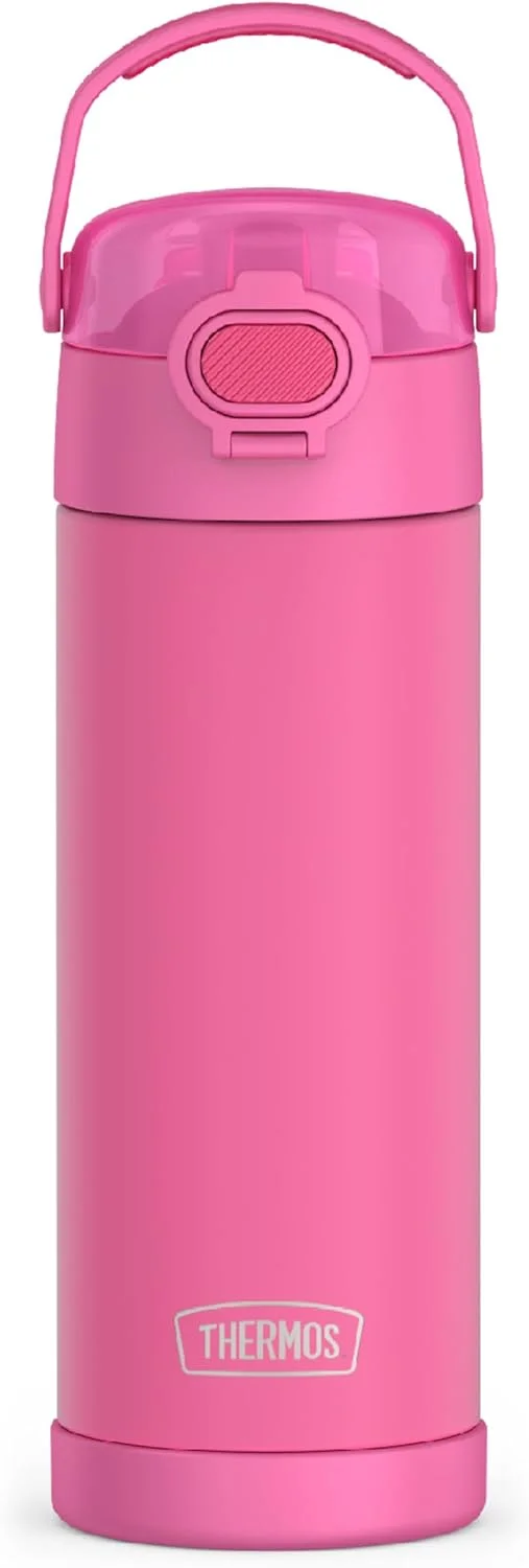 THERMOS FUNTAINER Garrafa isolada a vácuo de aço inoxidável de 473 ml com tampa de bico largo, rosa neon