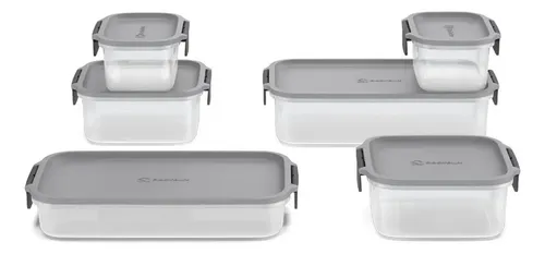 Electrolux Kit 6 Potes Herméticos De Plástico Cinza, 5,8l, Safelock, Empilhável E Modular