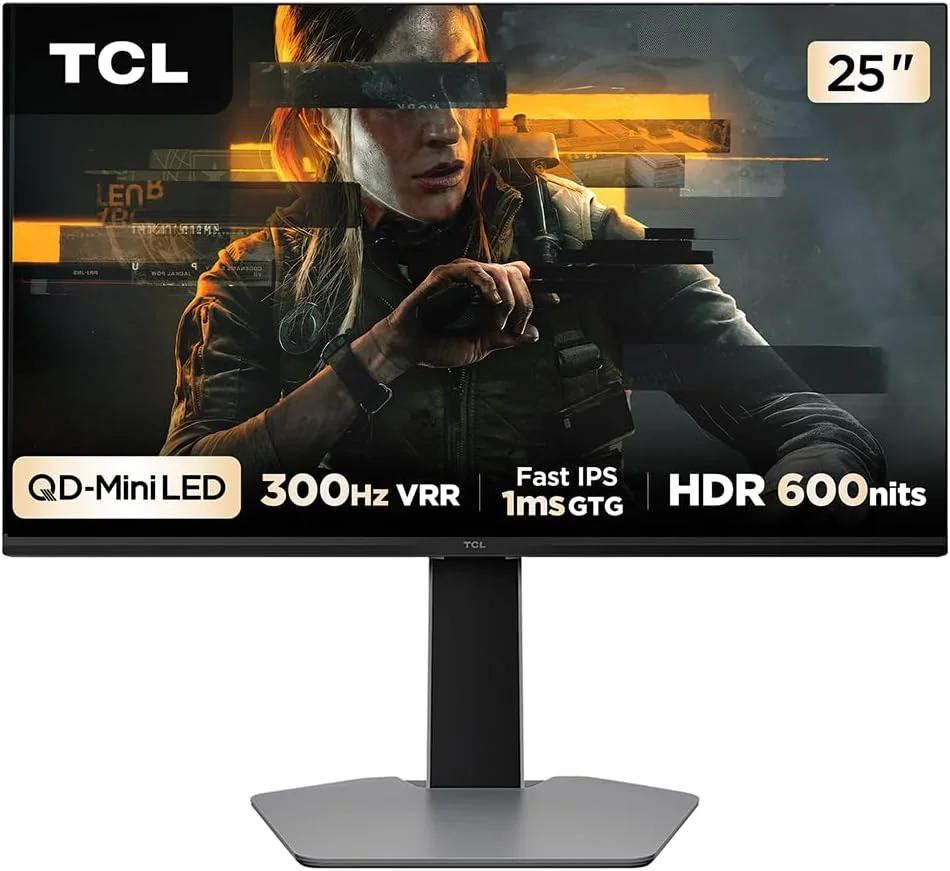 TCL, Monitor Gamer, 25 Polegadas, QD-Mini LED, 300Hz, 1ms (GtG), Freesync, HDR 600 nits, 25G64