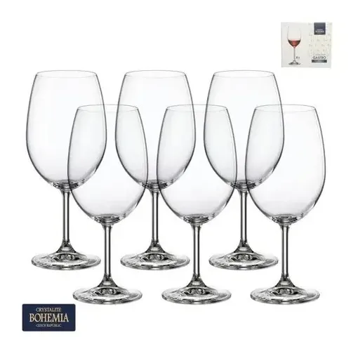 Jogo 6 Taças Cristal Bohemia Vinho Tinto Branco Rose 450ml Transparente