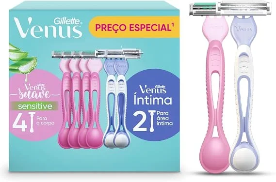 Kit Aparelho de Depilação Gillette Venus Suave 4Un + Venus Íntima 2Un