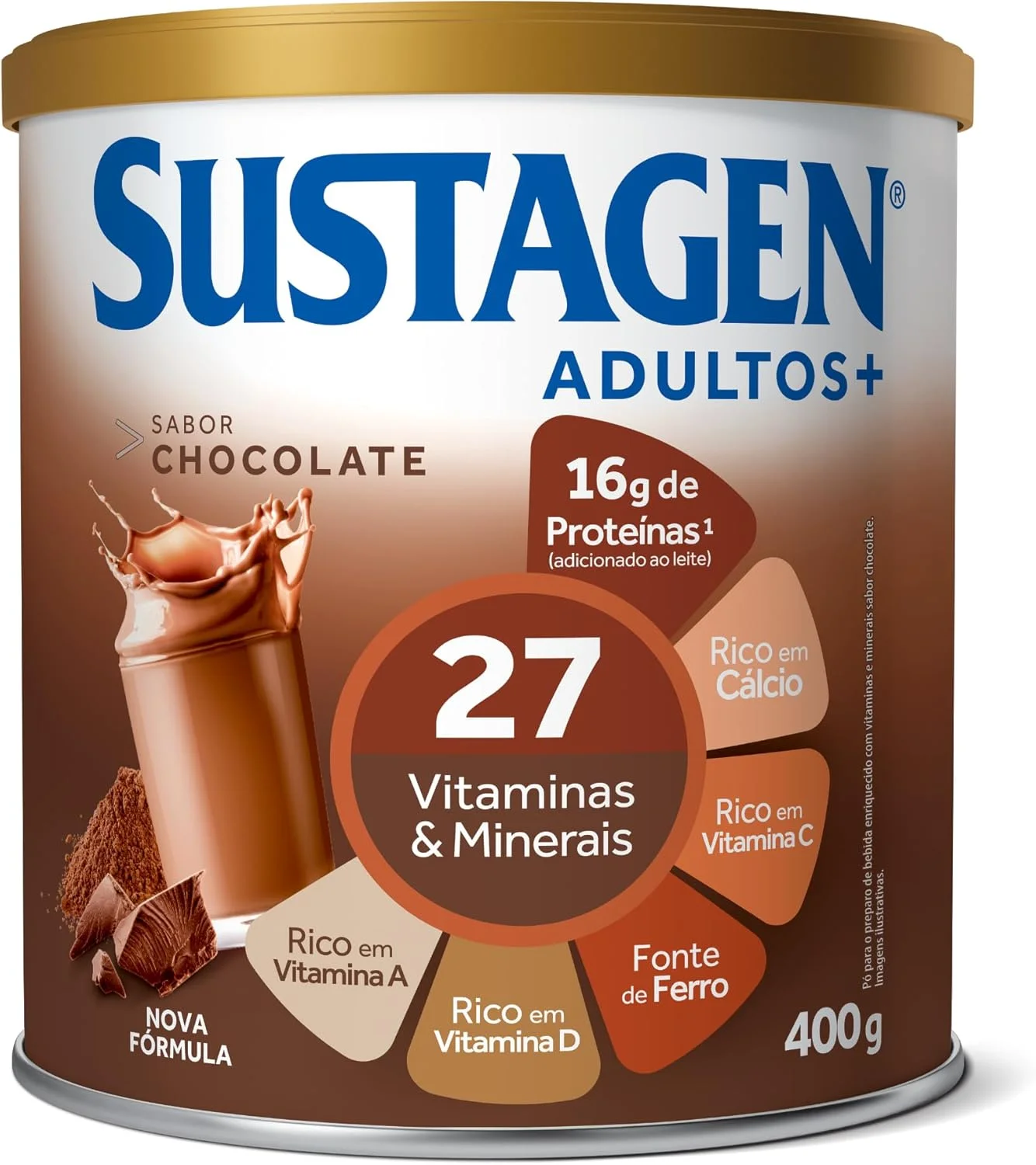 Complemento Alimentar Sustagen Adultos+ Sabor Chocolate - Lata 400g