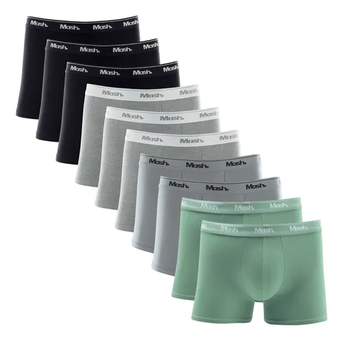 Kit 10 Mash Boxer Masculino  Boxer Cotton 110.20 Preto / Cinza / Cinza Escuro / Verde M