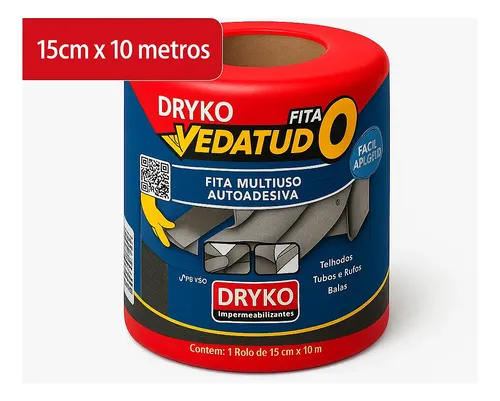 Fita Manta Asfáltica Aluminizada Vedatudo 15cmx10m Dryko