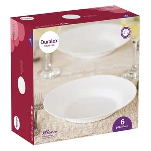 Jogo de Prato Fundo Duralex Opaline Menu 6 peças 24cm - Nadir