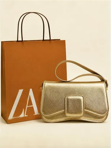 Bolsa Baguete Feminina De Ombro Compacta Social E Festa Dourado