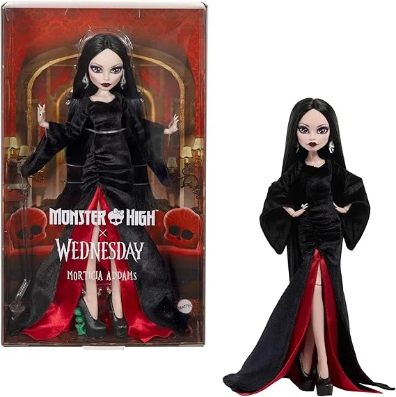 Boneca Monster High Morticia Adams, Linha Skullector, Inspirada na Série Wandinha da Netflix, Indicado para Maiores de 6 Anos