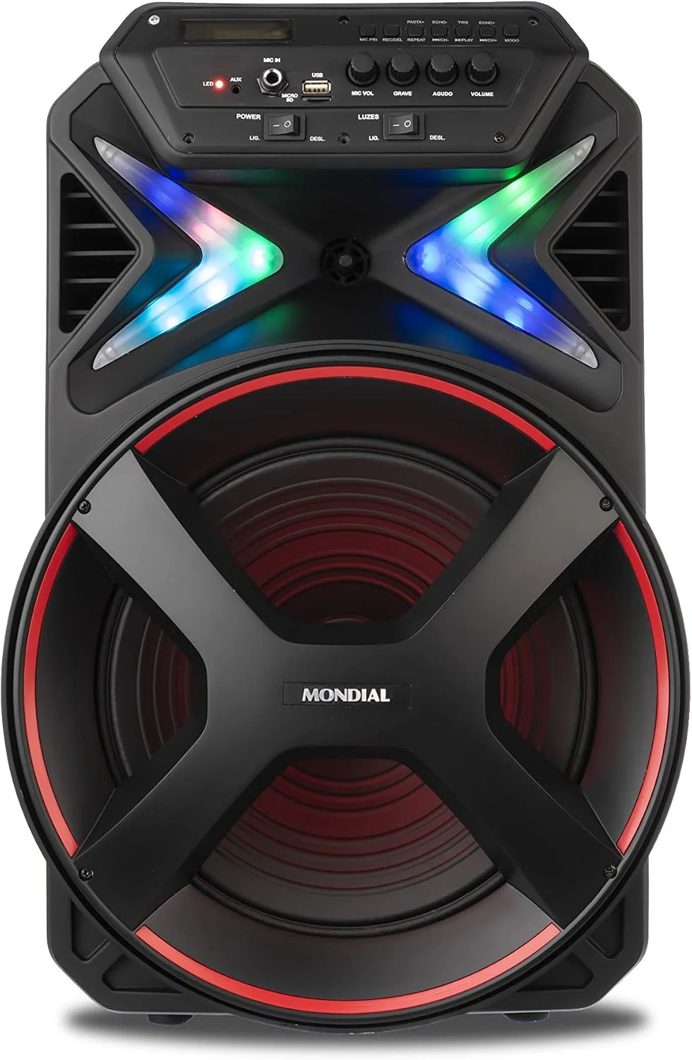 MONDIAL Caixa Amplificada Connect Lights, Preto/Vermelho, 400W RMS, Bivolt - CM-400