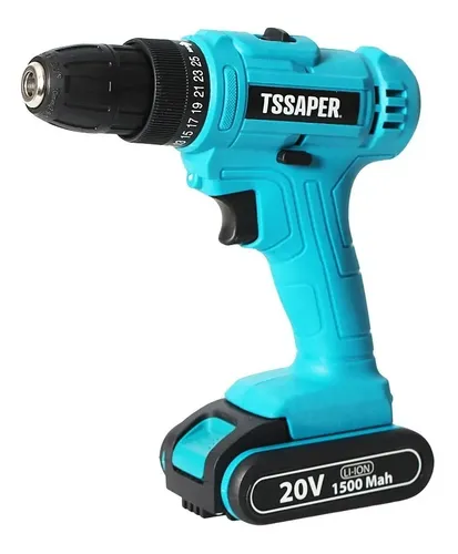 Furadeira E Parafusadeira 3/8 Com Bateria Tssaper Tpa20 Cor Azul 127/220v