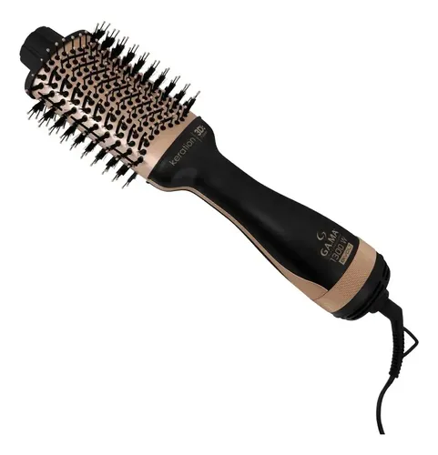 Escova Secadora Gama Italy Stylish Keration Brush 3d Bivolt Preto/cobre Metálico