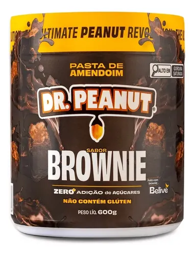 Pasta De Amendoim Com Whey Protein 600g Dr. Peanut Sabor Brownie