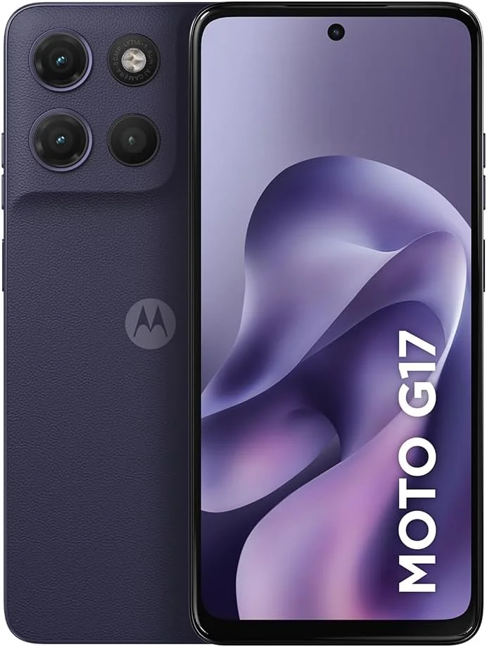 Smartphone Motorola Moto G17 4G - 256GB 12GB (4GB RAM + 8GB RAM Boost) camera 50MP Sony Lytia 600, tela FHD+ 60hz, bateria 5200 mAh - Roxo