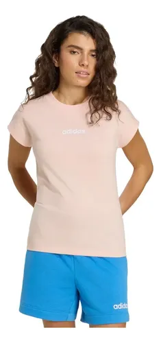 Camiseta Essentials Linear De Algodão adidas Rosa G