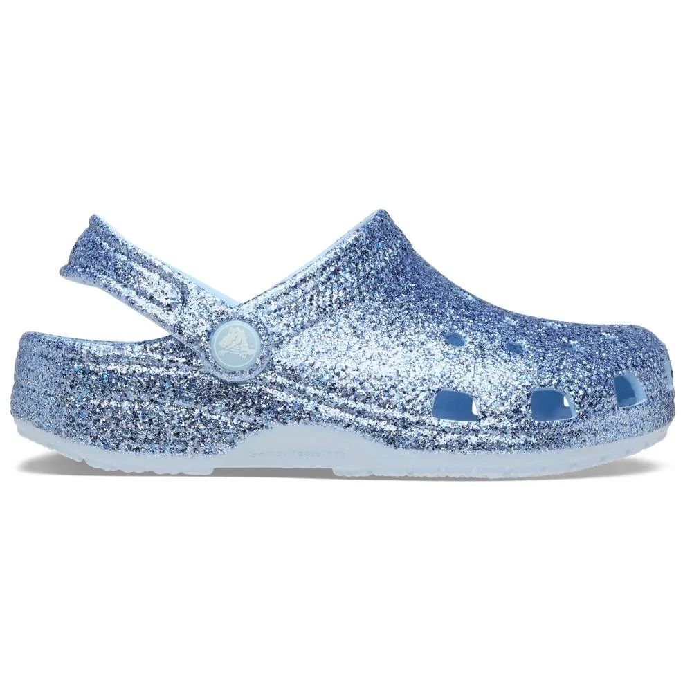 Sandália Crocs Classic Chunky Glitter Clog K BLUE FROST