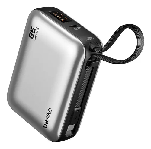 Power Bank Basike 20000mah Para Notebook E Celular Com Cabo Usb-c 65w Cinza