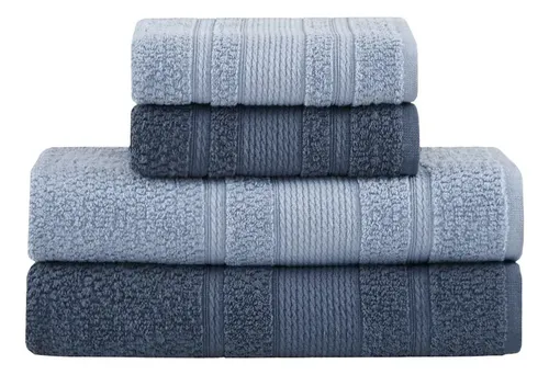 Jogo De Toalhas Buddemeyer Bella Extra Soft Banho 4 Peças Azul Claro/azul Marinho