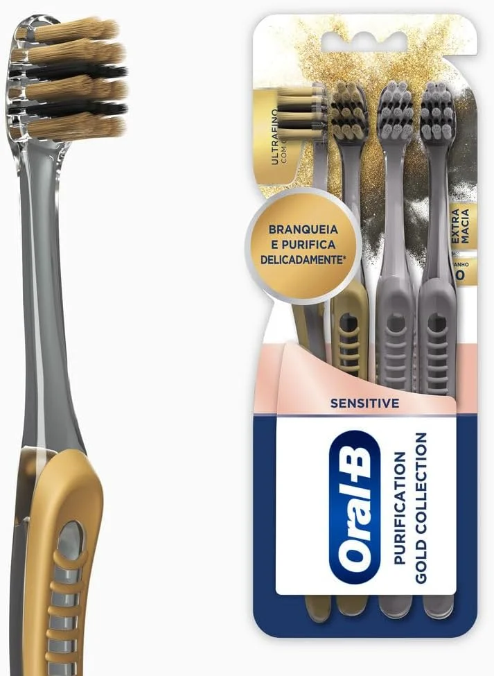 Oral-B Escova de Dente Sensitive Purification Gold Extra Macia 4 Unidades