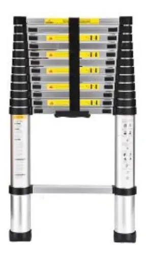 Escada Telescópica Extensiva Aço Inoxidável 13 Degraus 3,80m Garden Life Cor Prateado