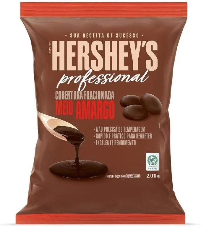 Hershey's Cobertura Fracionada Professional Meio Amargo Formato Moeda Sem Necessidade de Temperagem 2,01 Kg