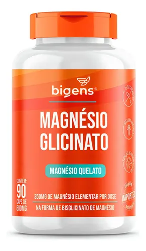 Magnésio Glicinato Quelato 350mg Elementar, 90cps Bigens Sabor Neutro