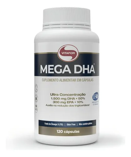 Mega Dha 120 Cápsulas Ômega 3 Vitafor Sem Sabor
