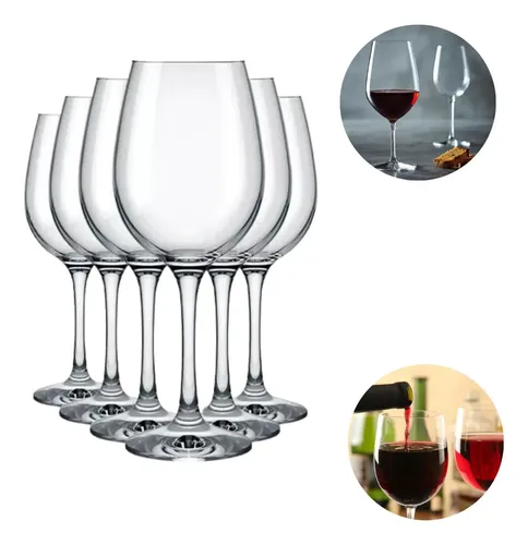 Jogo 6 Taças Vinho Tinto 450ml Cristal Titanium Gastro  Cristal