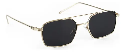 Óculos De Sol Uv400 Saint Germain Smith Black Gold Quadrado Dourado Preto
