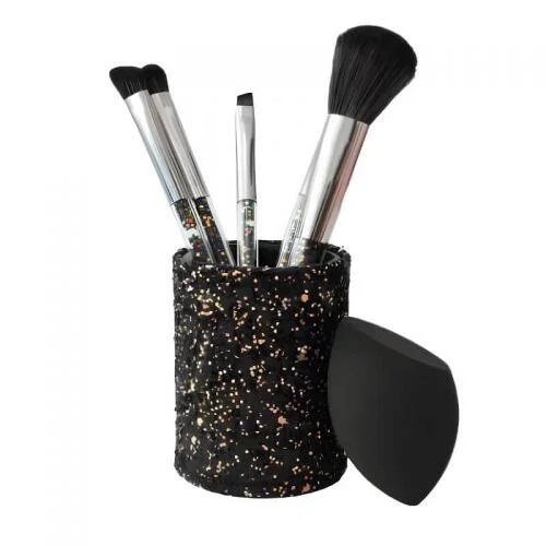 Kit com 5 Pincéis + Esponja e Porta Pincel - Miss Frandy