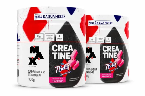 Creatina 7 Belo 300g Creatina Monohidratada Sabor Framboesa Kit 2 Força Energia Alta Performance Treino 7 Belo - Artificial Framboesa