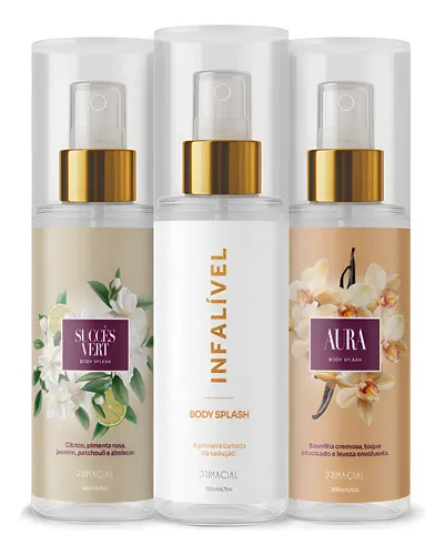 Kit Body Splash Feminino Succès Vert + Aura + Infalível Primacial 200ml 200ml