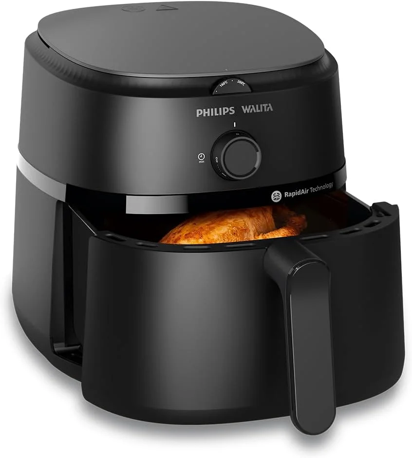 Philips Walita Fritadeira Airfryer Série 1000 4,2L, Tecnologia Rapid Air, 12 Funções de Cozimento, Economia de Energia, Limpeza Fácil, Design Compacto, Preta, 110V (NA120/00)