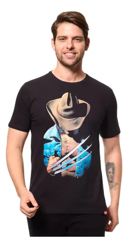 Camiseta Casual Masculina Wolverine Em Algodão Disney