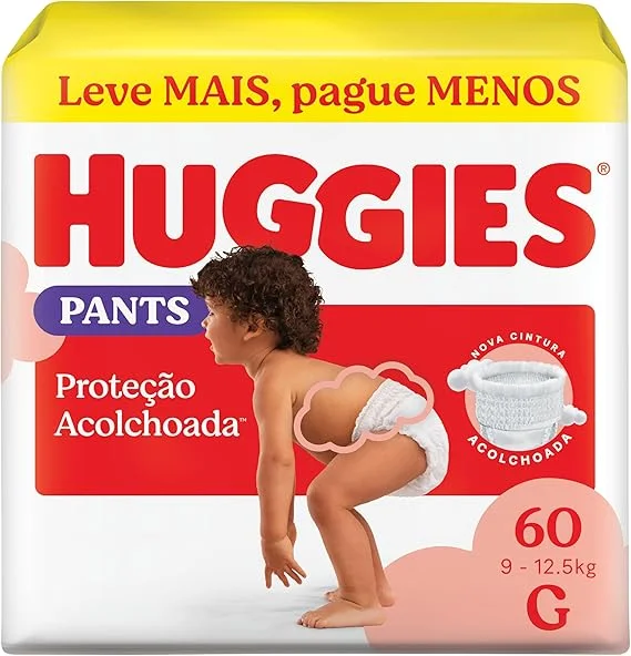 Fralda Pants Huggies Supreme Care, Tamanho G, 9-12,5 kg, 60 Unidades, Estilo Roupinha com Cintura Acolchoada