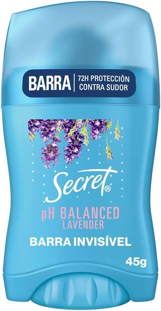 Secret Desodorante Antitranspirante em Barra Invisível pH Balanceado Lavanda 45 g